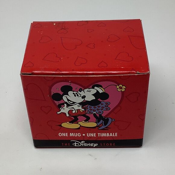 The Disney Store Coffee Mug Tea Cup Mickey Minnie Kissing Hearts Smack Valentine - Picture 9 of 12